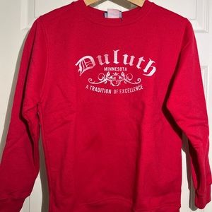 Red Duluth crewneck sweatshirt
